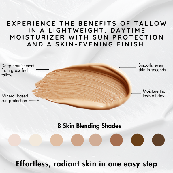 BioGlow Tallow-Based Tinted Moisturizer | Mineral Sun Protection & Skincare